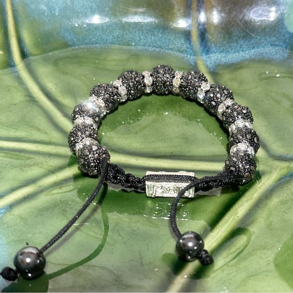 Balla Black & Silver Rhinestone Adjustable Bracelet